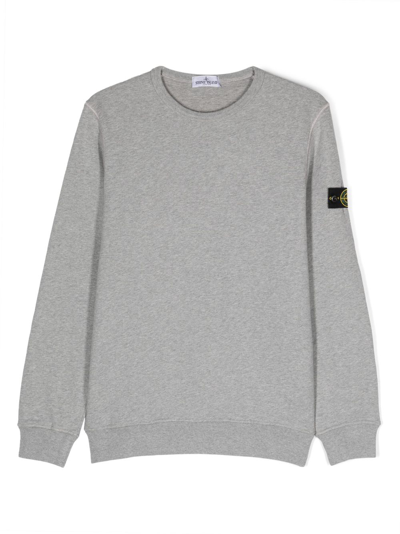Stone Island Junior Kids' Compass-motif Cotton Sweatshirt In Grey