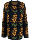 ETRO FLORAL-INTARSIA VIRGIN-WOOL JUMPER