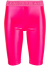 Versace Jeans Couture Logo-waistband Short Leggings In Fuchsia