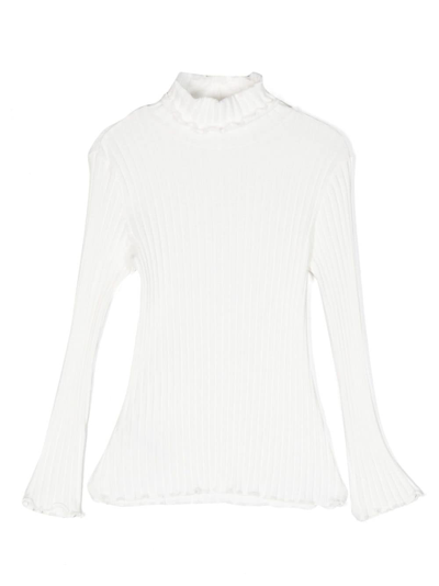 Il Gufo Kids' Ribbed-knit Long-sleeve T-shirt In White