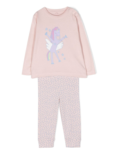 Stella Mccartney Babies' Unicorn-print Cotton Trouser Set In Pink