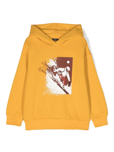 Il Gufo Kids' Graphic-print Cotton Hoodie In Yellow