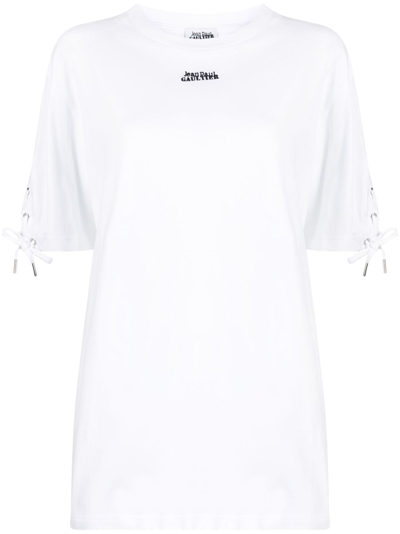 Jean Paul Gaultier Lace-up Detail Cotton T-shirt In White