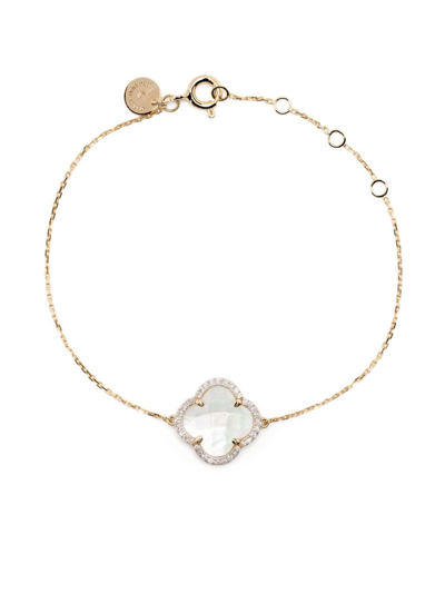 Morganne Bello 18kt Yellow Gold Clover Diamond Mother-of-pearl Necklace
