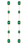 Ettika Linear Crystal Drop Earrings In Green