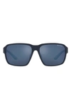 Armani Exchange 64mm Mirrored Oversize Pillow Sunglasses In Matte Blue