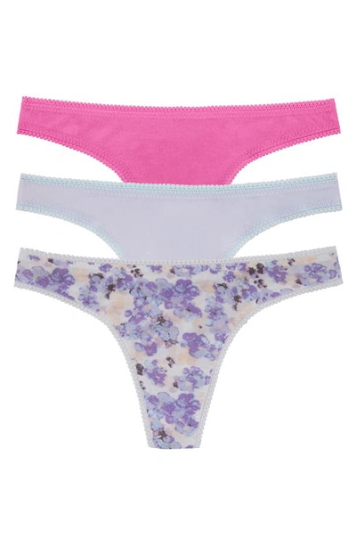 On Gossamer Hip G Thongs, Set Of 3 In Bright Pink Multi