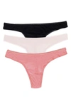 On Gossamer 3-pack Mesh Thongs In Black/mauvechalk/softcoral