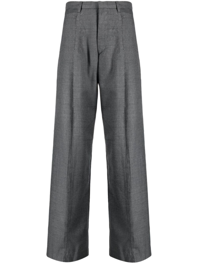 R13 Inverted Wide-leg Trousers In Grey
