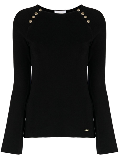 Camilla Button-detail Knitted Top In Black