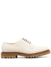 Brunello Cucinelli Mens Leather Lace Ups In White In Neutral