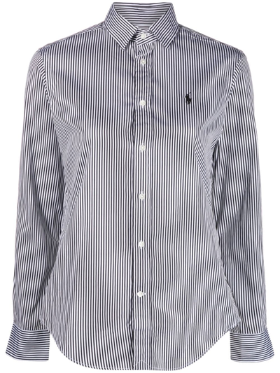 Polo Ralph Lauren Striped Logo-embroidered Shirt In Black