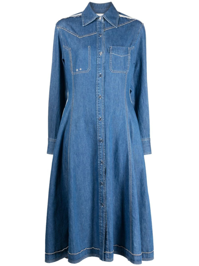 3.1 Phillip Lim Contrast-stitching Mid-length Dress In Blue