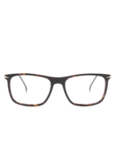 Carrera 289 Logo-engraved Rectangle-frame Glasses In Brown