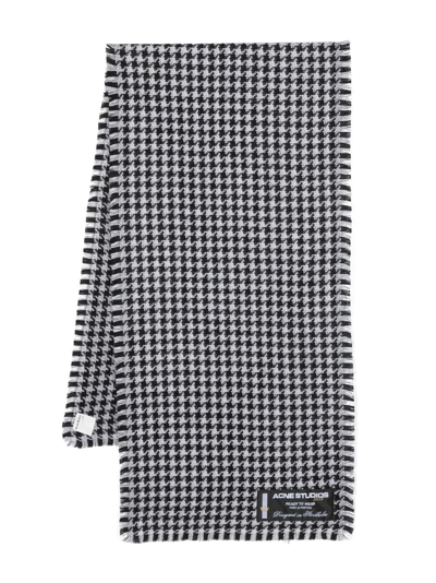 Acne Studios Houndstooth Frayed-trim Scarf In Multi