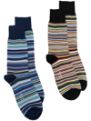 Paul Smith Two-pack Striped Cotton Socks In Multicolour