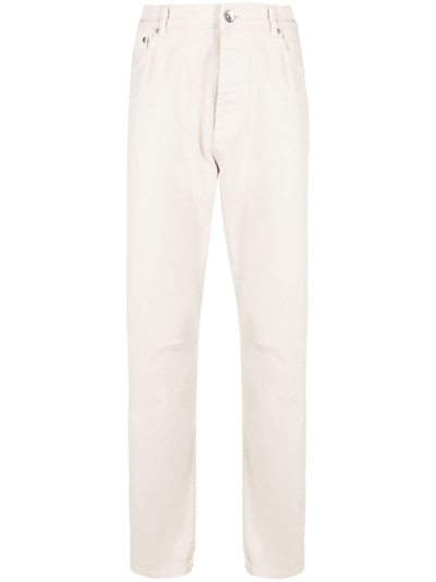 Brunello Cucinelli Straight-leg Stretch-cotton Trousers In White