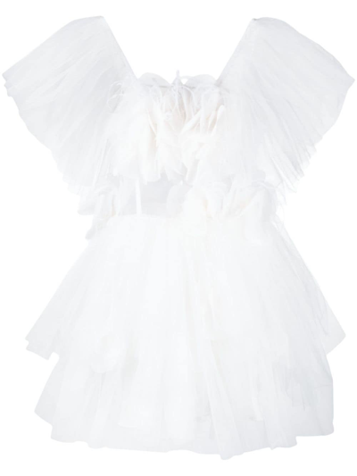 Loulou Studio Floral-embroidered Tulle Minidress In White