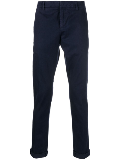 Dondup Tapered Cotton-blend Cropped Trousers In Blau
