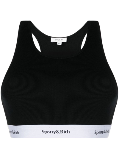 Sporty And Rich Serif Logo Cropped Tank In Black