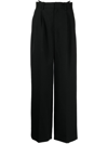 ALEXANDER WANG LOGO-EMBELLISHED LAYERED WIDE-LEG TROUSERS