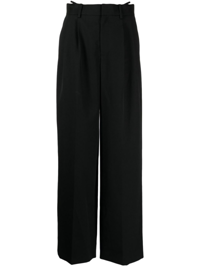 Alexander Wang Logo-embellished Layered Wide-leg Trousers In Black