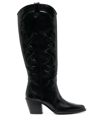 Maje 70mm Pointed-toe Cowboy Boots In Noir