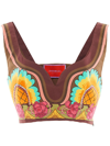 La Doublej Baia Sleeveless Crop Top In Foulard Liberty Fango