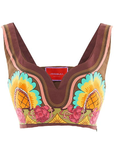 La Doublej La Double J Woman Top Military Green Size M Cotton, Elastane In Foulard Liberty Piazzato