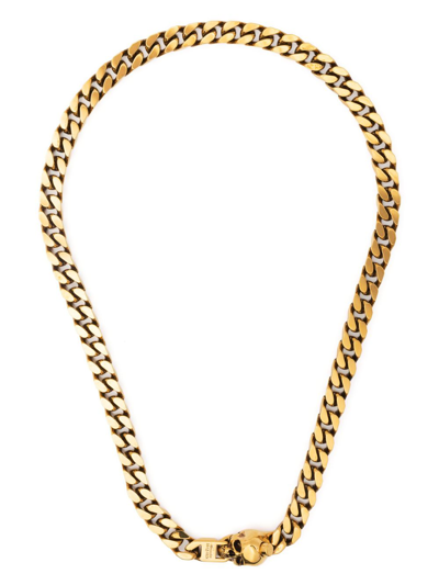 Alexander Mcqueen Skull Chain Necklace In Gold