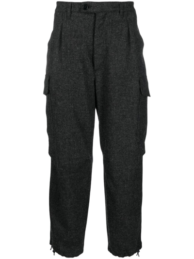 Mackintosh Cropped Wool Cargo Trousers In Grey