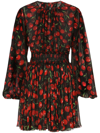 DOLCE & GABBANA CHERRY-PRINT SILK MINIDRESS