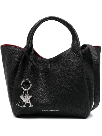 Emporio Armani Embellished Leather Tote Bag In Black