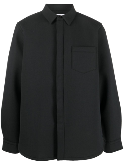 Sacai Suiting Bonding Long-sleeve Shirt In Black