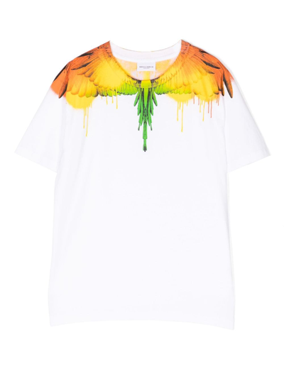 Marcelo Burlon County Of Milan Kids' Wings Spray Cotton T-shirt In White