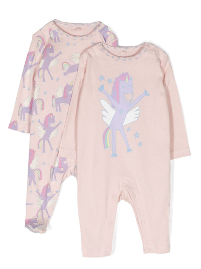 Stella Mccartney Babies' 图案印花棉连体衣套装 In Pink