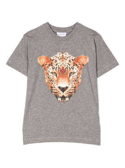 Marcelo Burlon County Of Milan Kids' Leopard-print Cotton T-shirt In Grey