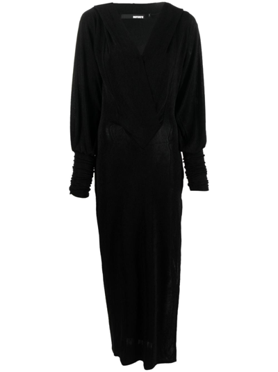 ROTATE BIRGER CHRISTENSEN V-NECK LONG-SLEEVE DRESS