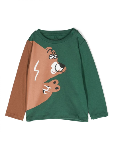 Stella Mccartney Green T-shirt For Baby Boy With Logo And Print