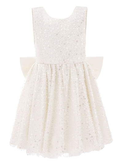 Tulleen Kids' Ainsley Bow-detailing Dress In Pearl