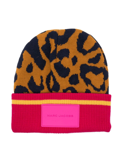 Marc Jacobs Kids' Colour-block Knitted Beanie In Orange