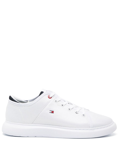 Tommy Hilfiger Embroidered-logo Mesh Low-top Sneakers In Neutrals