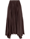 Lanvin High Waist Asymmetric Gathered Maxi Skirt In Brown