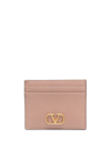 Valentino Vlogo Signature Leather Card Holder In Pink