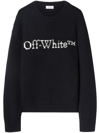 OFF-WHITE BLACK LOGO-INTARSIA WOOL SWEATER,OMHE167F23KNI002100120191169