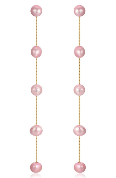 Ettika Cultured Pearl Linear Drop Earrings In Pink