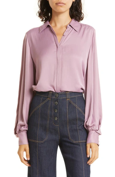 Cinq À Sept Kandie Balloon Sleeve Shirt In Faded Violet