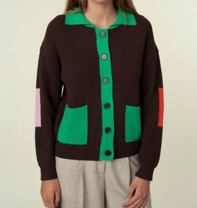 Frnch Luciola Cardigan In Brown In Red