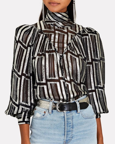 Iro Claireta Metallic Fil Coupé Silk-blend Chiffon Blouse In Silver