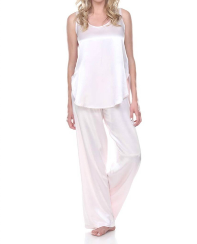 Pj Harlow Jackie Satin Hi-low Cami With Side Slits In Blush In Gold
